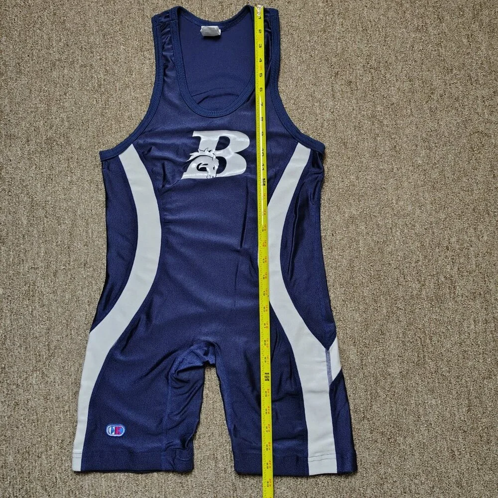Vintage CLIFF KEEN ATHLETIC Wrestling Singlet Men M Blue Bronxville Broncos - Picture 8 of 11